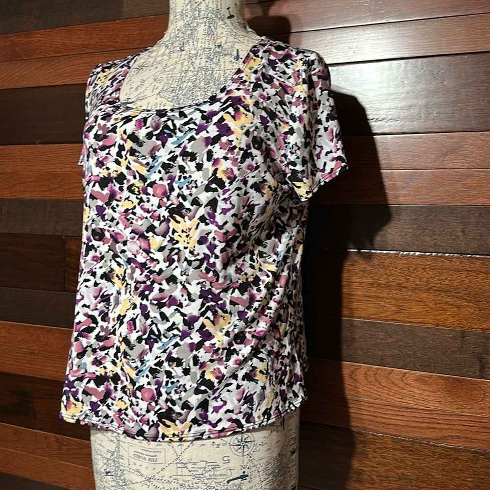 Elementz Purple and Yellow Abstract Print Blouse - Picture 5 of 10